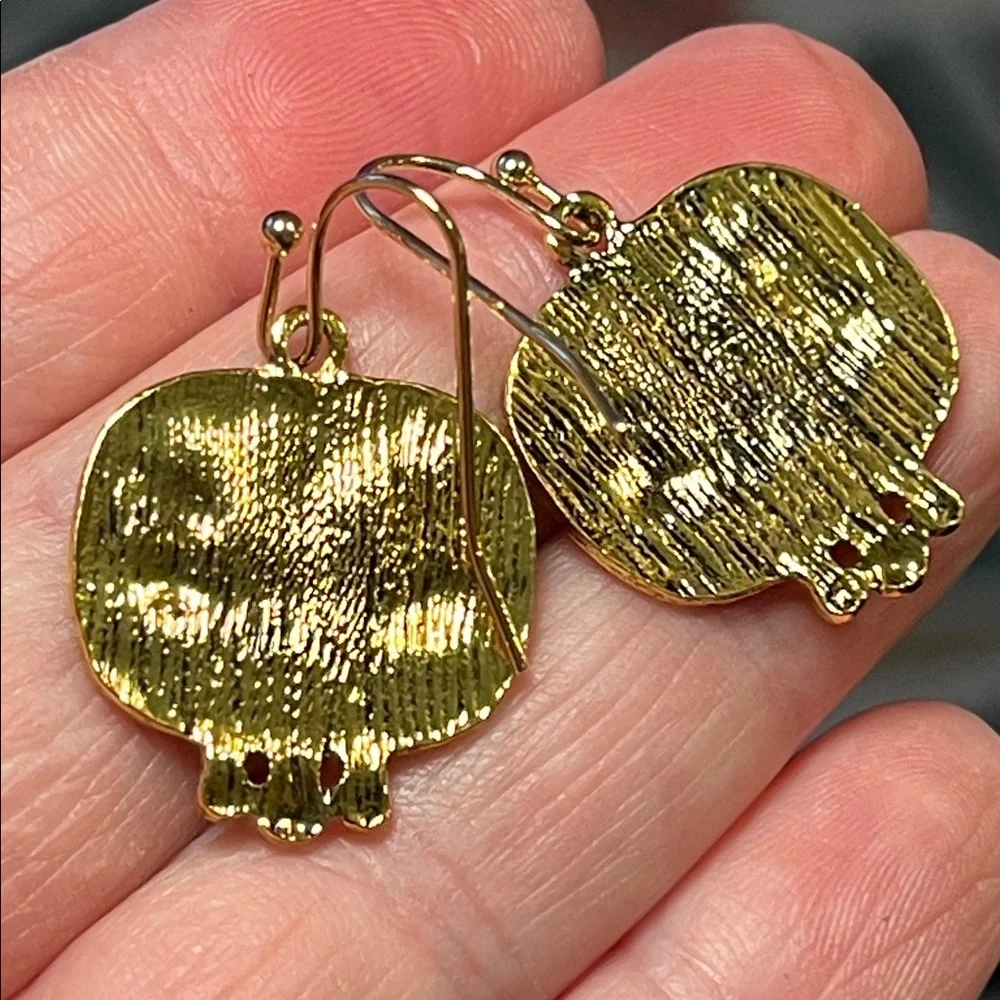 Vintage Style Etruscan Medallion Stamped Coin 18k Gold Plated Earrings